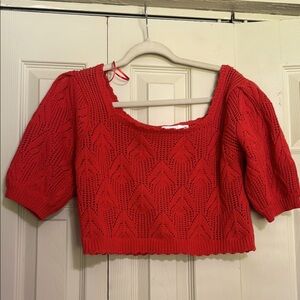 Summer Crochet LUSH top orange red color